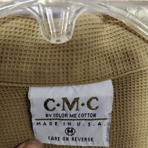 Color Me Cotton Women's Button Front Short Sleeve Honeycomb Pattern Top Size M - Picture 6 of 7